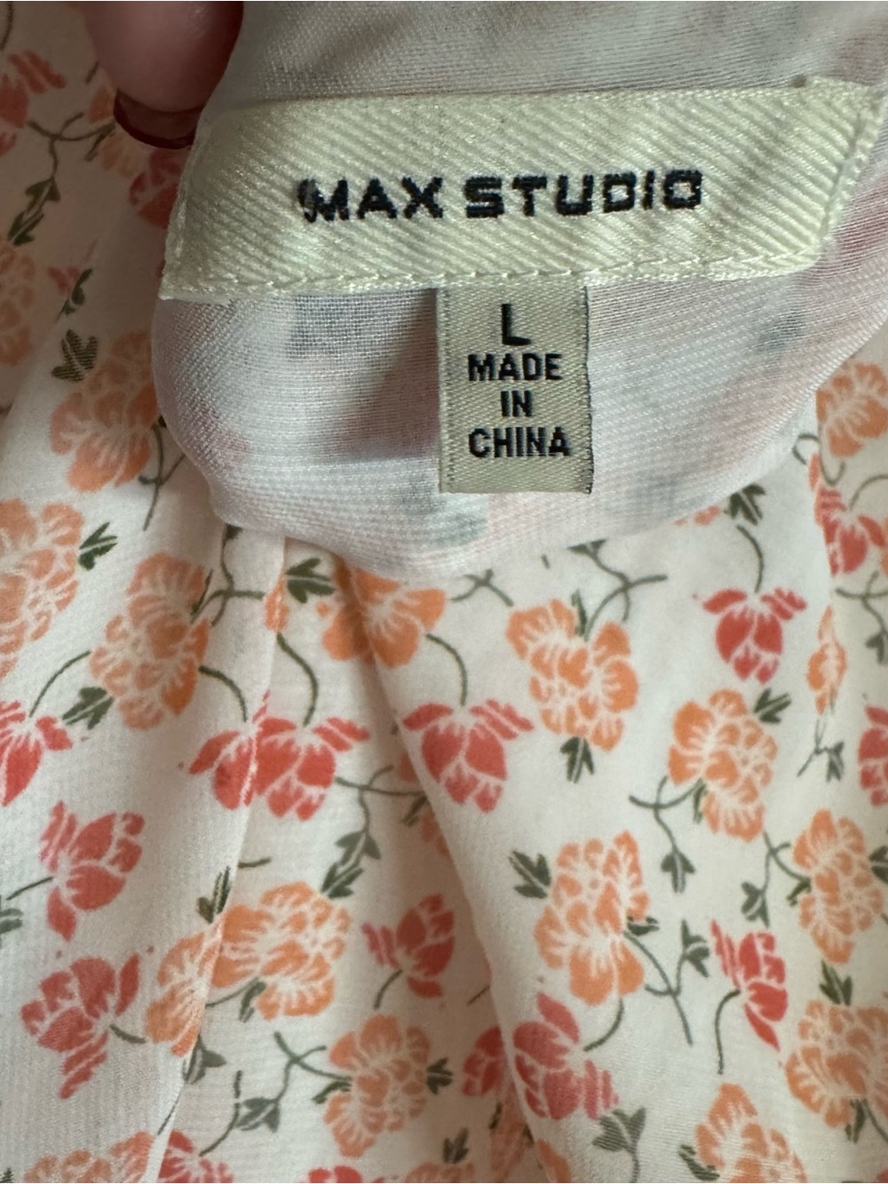 Max Studio Peach Floral Ruffle V-Neck Sleeveless Top  LARGE   #2 - Picture 8 of 8